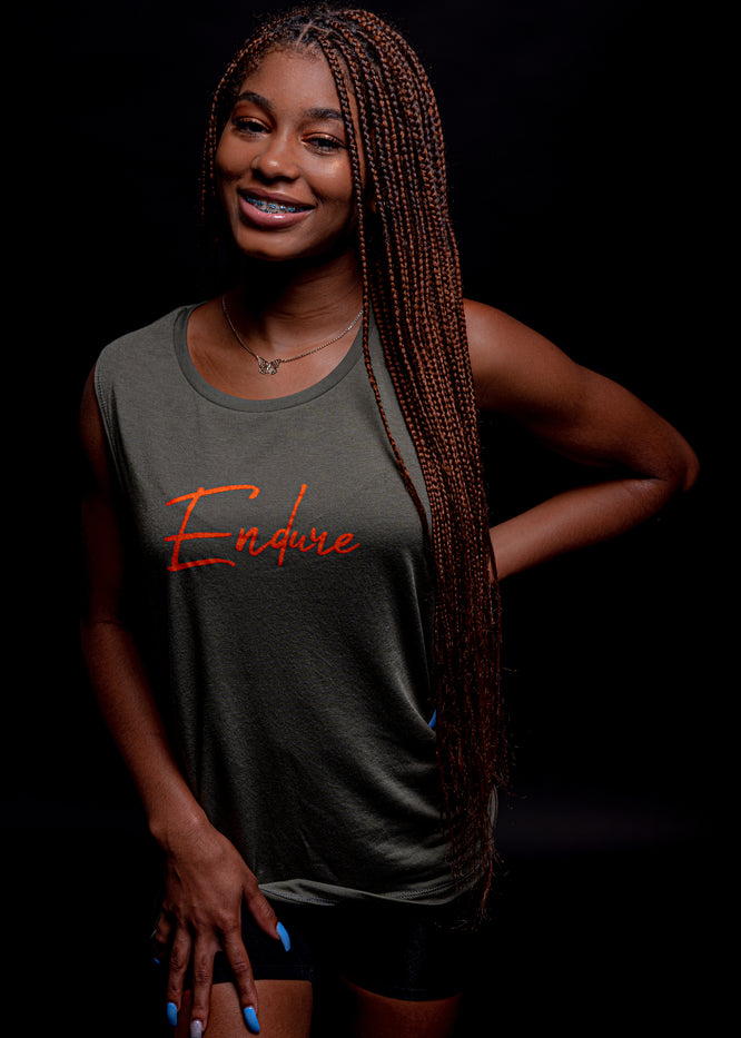 Endure Women's Muscle T-shirt (Military Green)