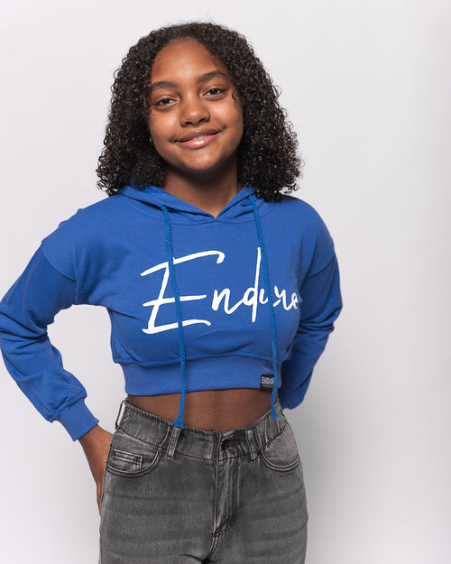 Endure Cropped Hoodie (Blue)